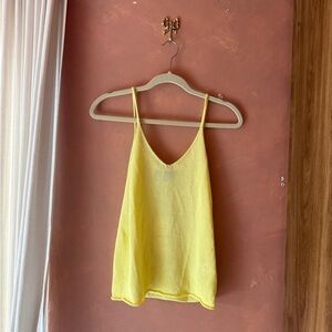 Zara Bright Yellow V-Neck Spaghetti Strap Tank